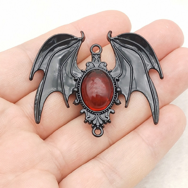 Elvane - Gothic Bat Wing Oval Accent Pendant Only