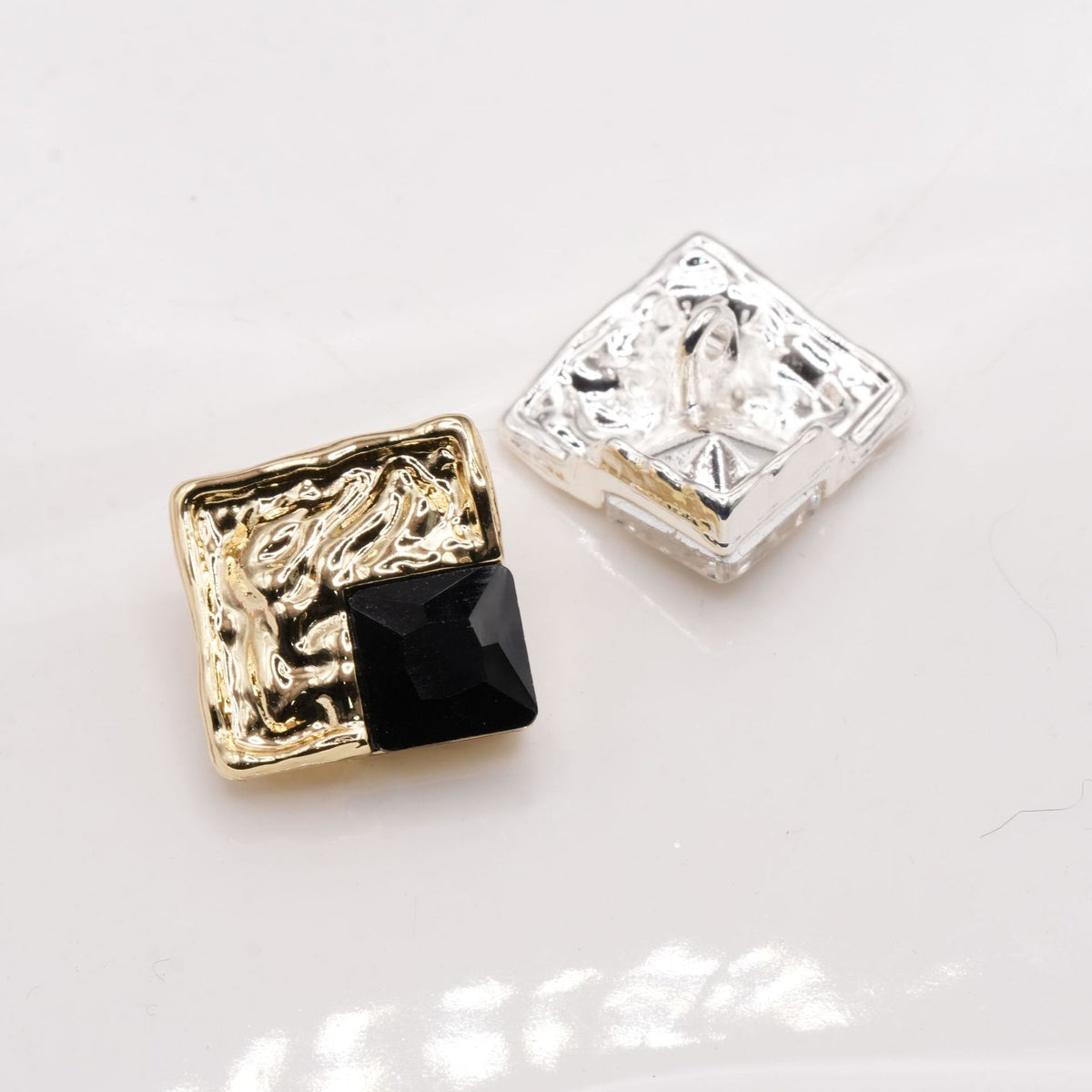 Bunli - DIY 10 Pack Textured Square Faceted-Accent Button