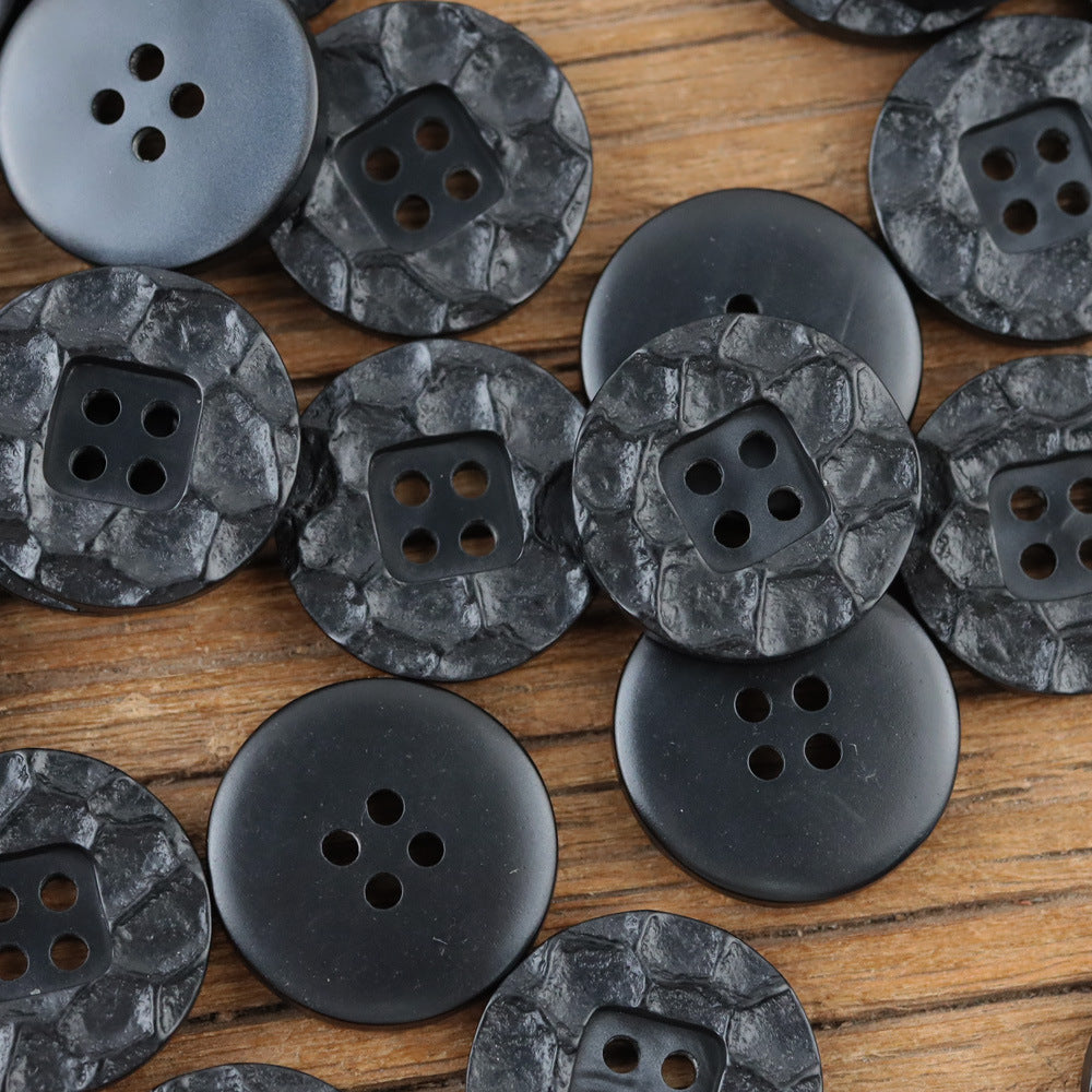 Bunli - DIY 10 Pack Rock-Textured Square-Center Button