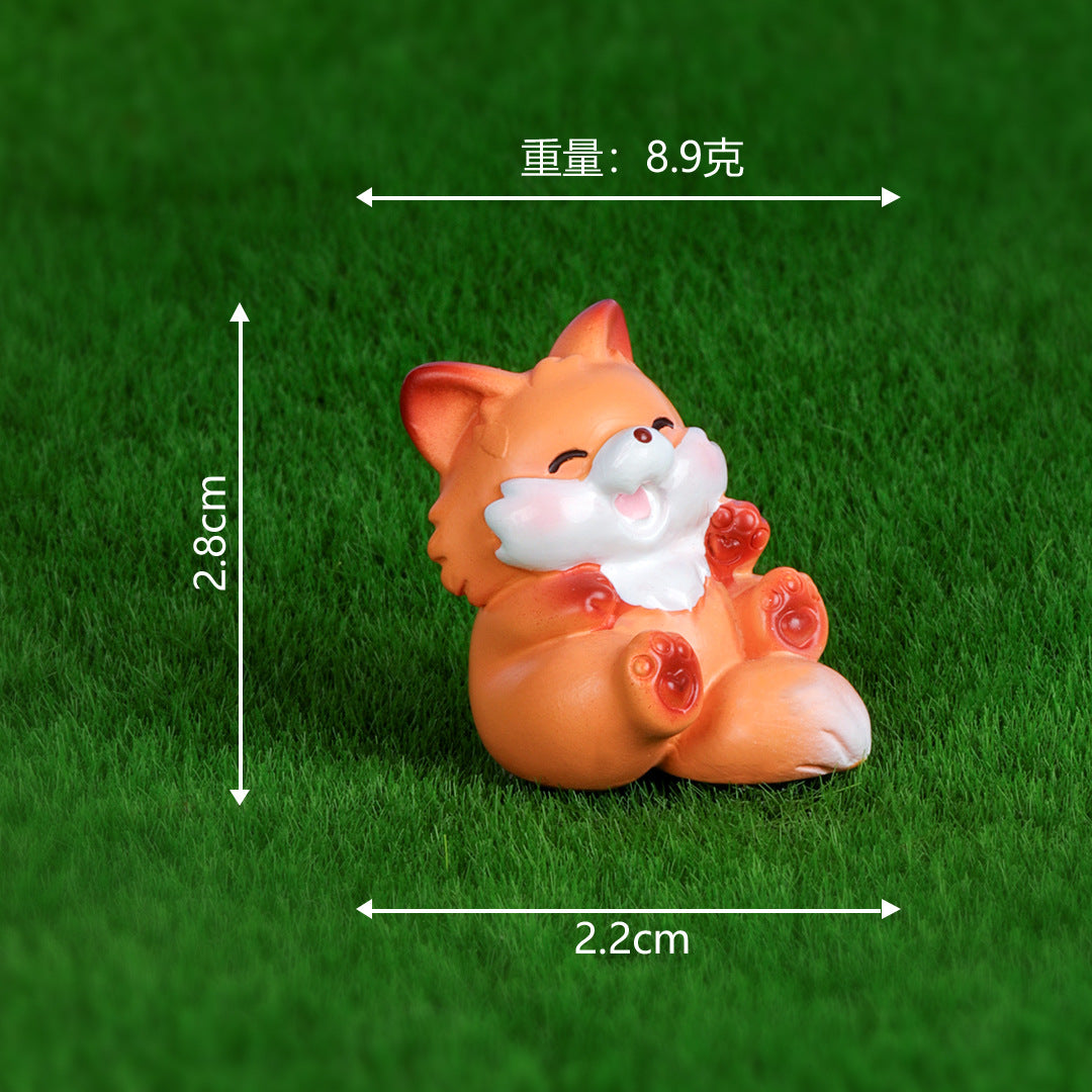 创意可爱卡通小狐狸 微景观摆件多肉diy装饰品树脂工艺品桌面摆件