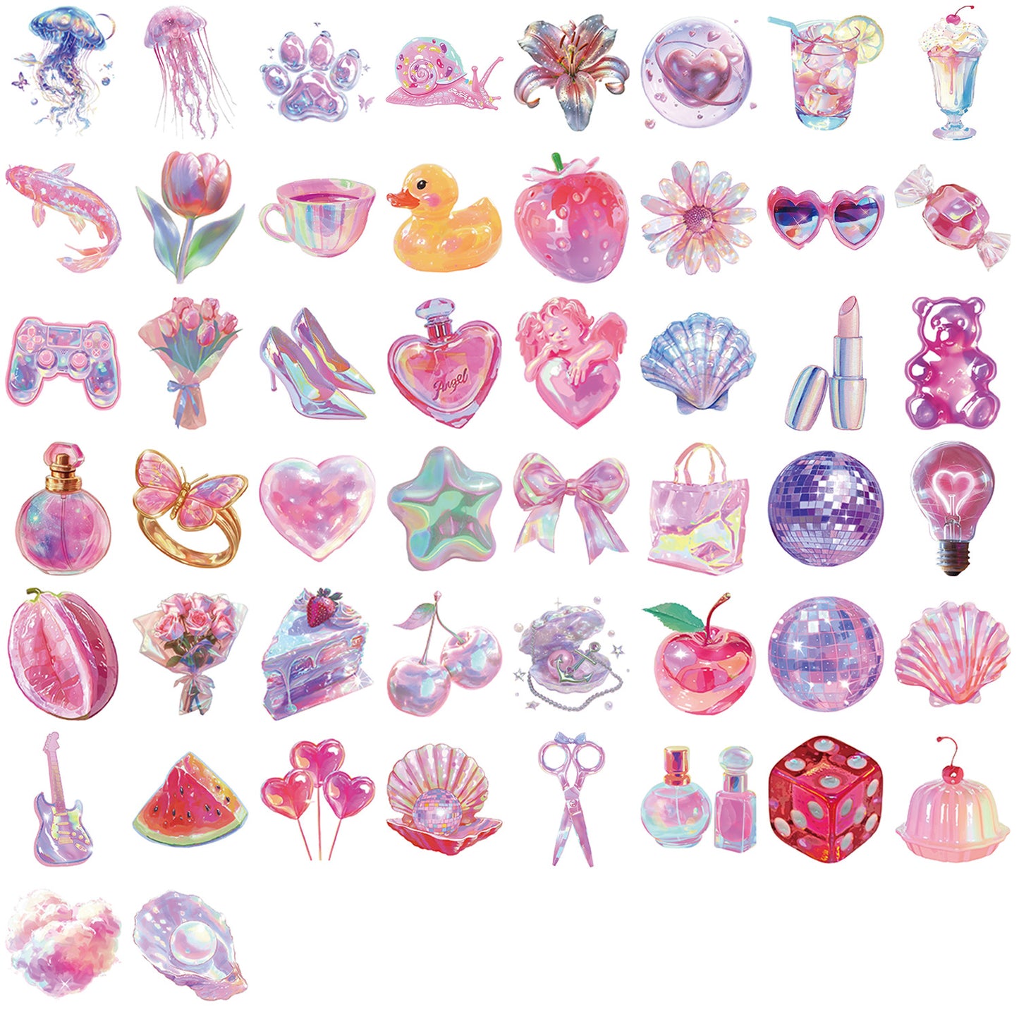 Lunira - Pastel Holographic Object Sticker Pack