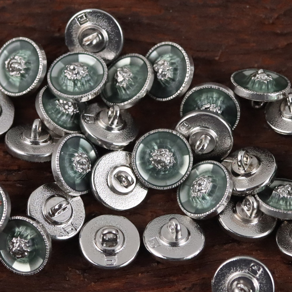 Bunli - DIY 10 Pack Lion-Head Silver-Tone Rim Button