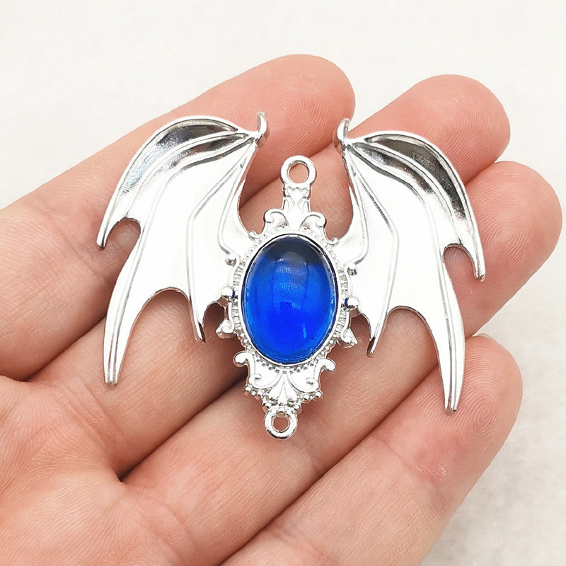 Elvane - Gothic Bat Wing Oval Accent Pendant Only