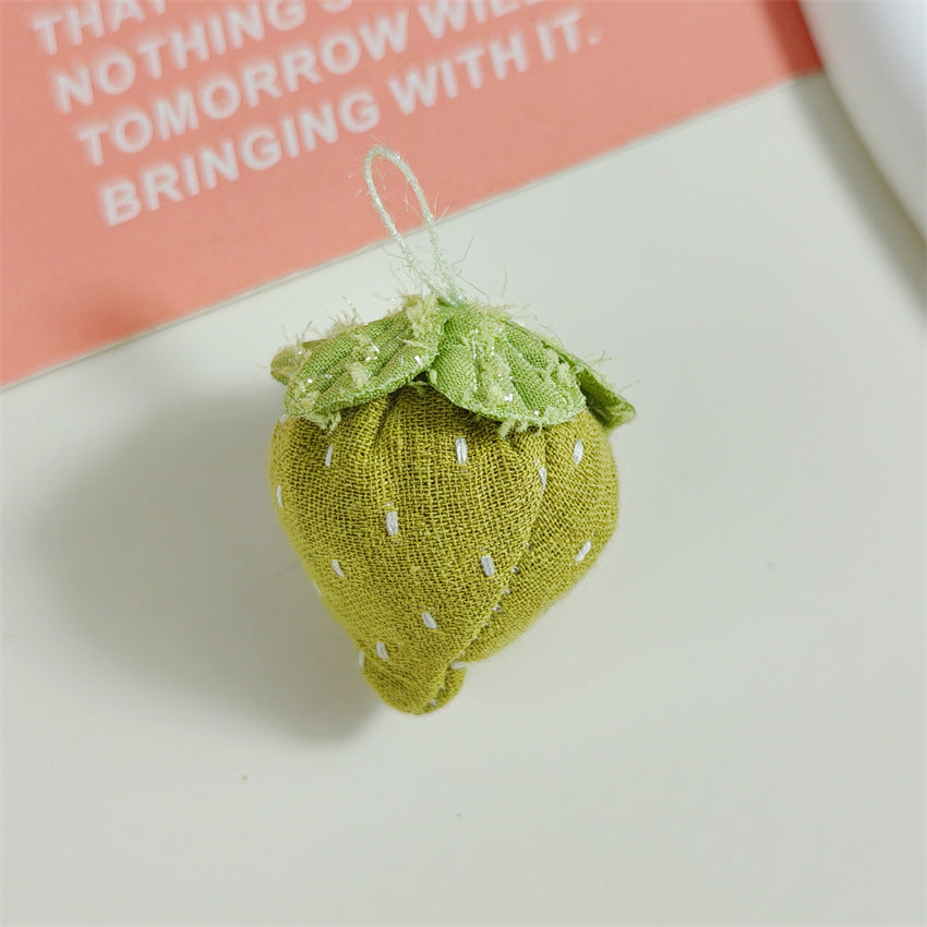 夏季新款小清新布艺充棉草莓配饰 DIY水果挂件钥匙扣包包装饰配件