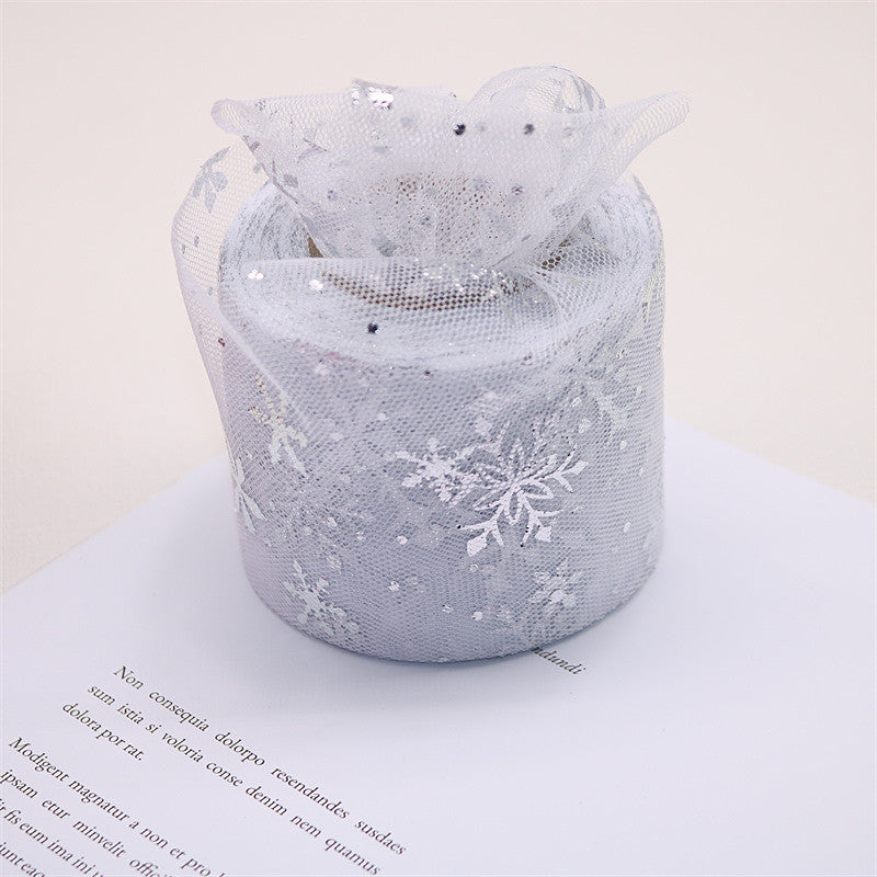 现货圣诞大雪花蓝色薄纱织带手工发夹头饰蝴蝶结派对婚礼装饰批发