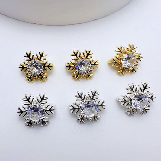 铜镀金镶锆雪花隔片DIY手工手链项链串珠饰品配件三排隔珠隔片