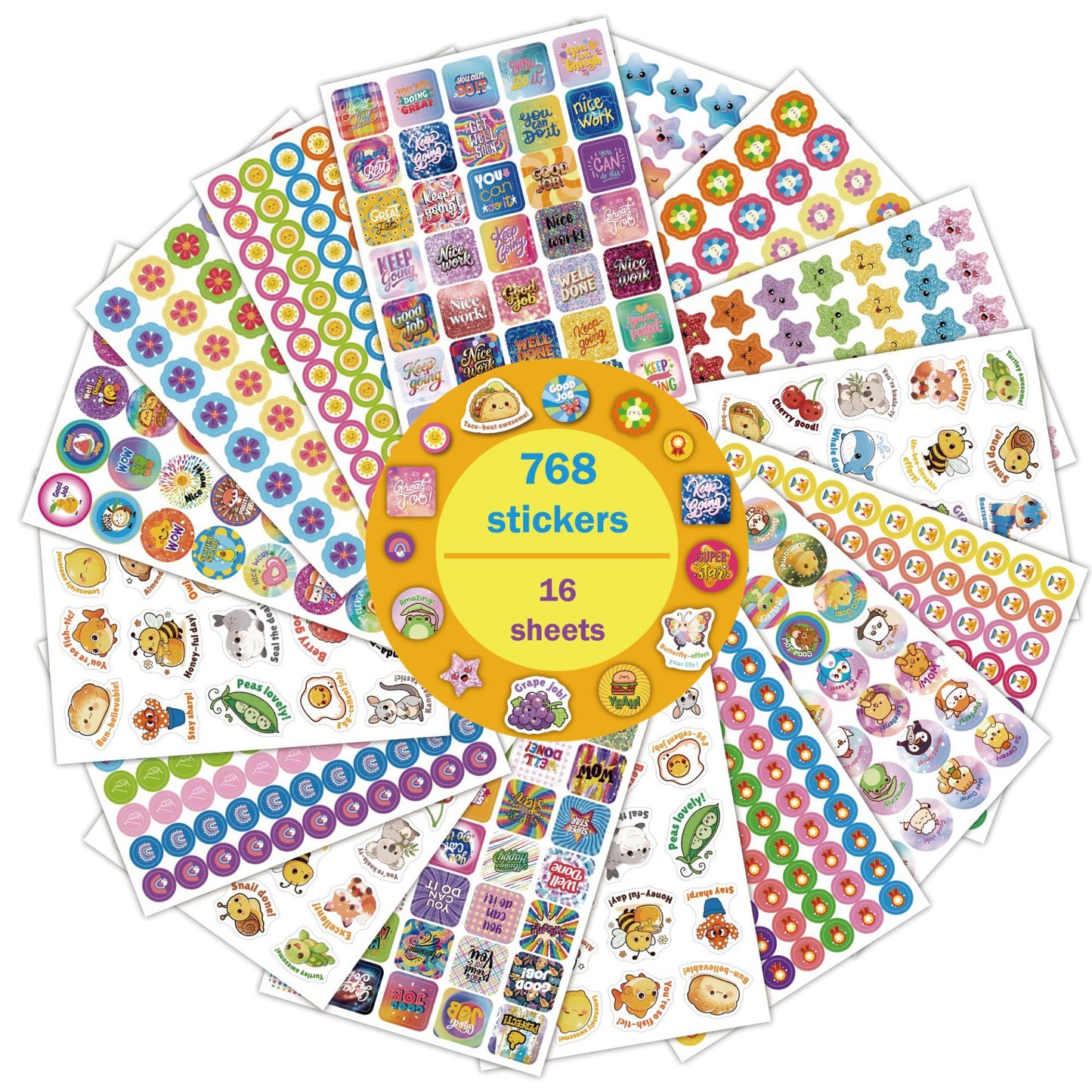 跨境鼓励贴纸16张Reward Stickers激励卡通英文儿童教师奖励贴纸