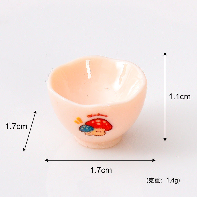 新品卡通红蘑菇全套厨具微缩配件 迷你娃娃屋diy童话小屋树脂摆件