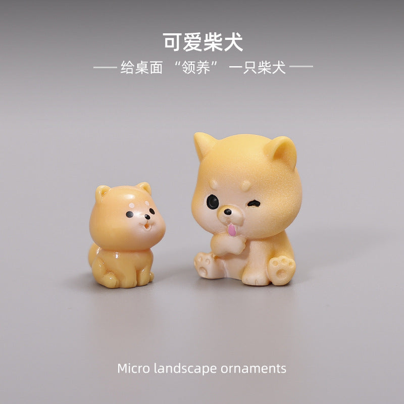 可爱柴犬小狗摆件微景观车载家居桌面树脂diy工艺装饰小万圣节