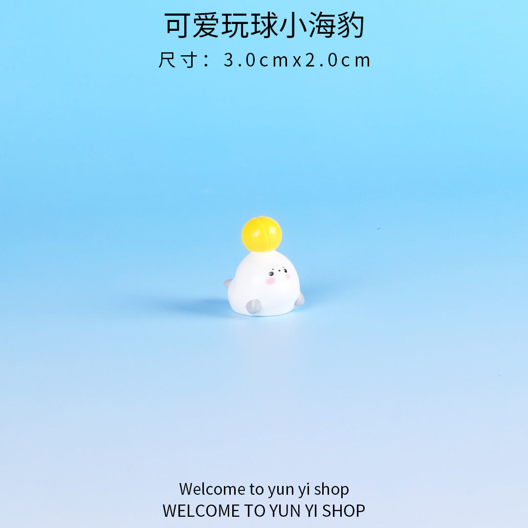 微景观摆件可爱海豹海洋动物 diy鱼缸水族馆卡通装饰品树脂小摆件