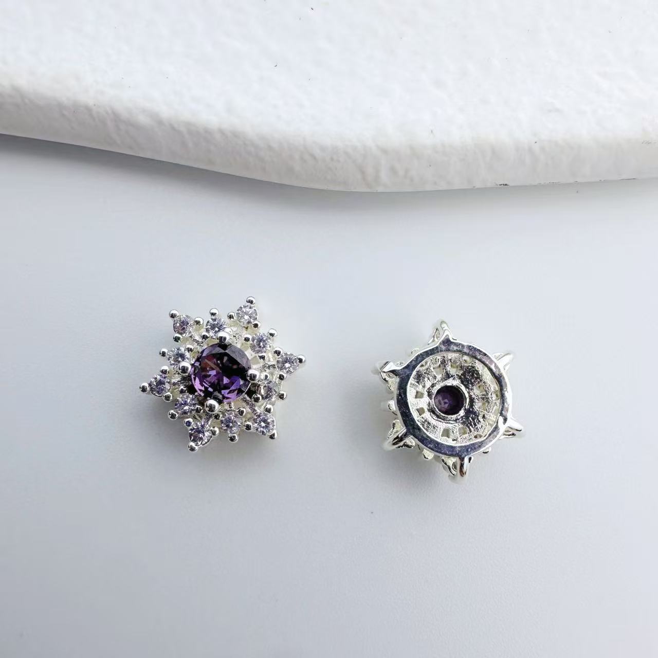 铜镀金微镶锆石雪花星星多通隔珠项链diy饰品配件水晶串珠材