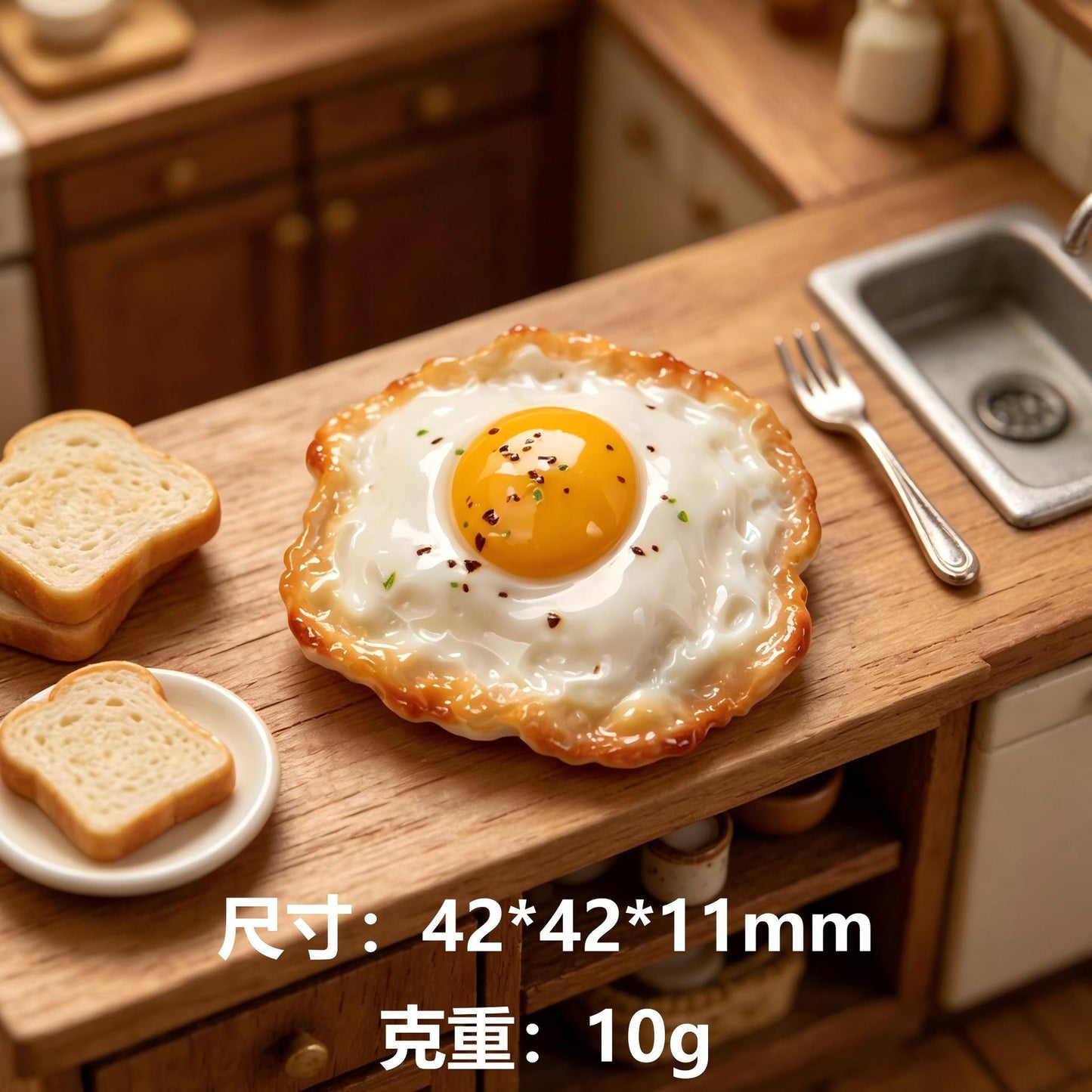 仿真大号煎蛋树脂配件卡通厨房早餐布景小摆件DIY冰箱贴饰品贴片