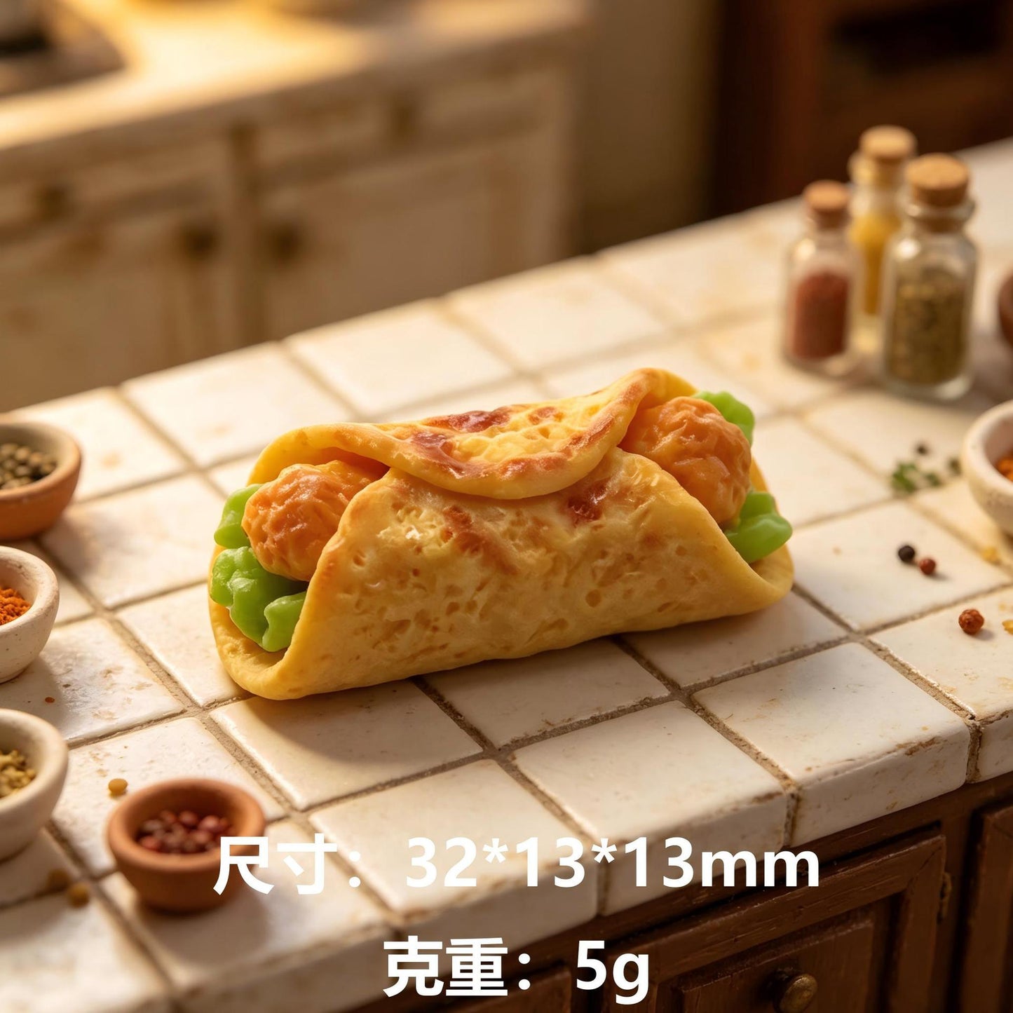 仿真墨西哥鸡肉卷树脂配件卡通厨房布景小摆件手工DIY钥匙扣挂件