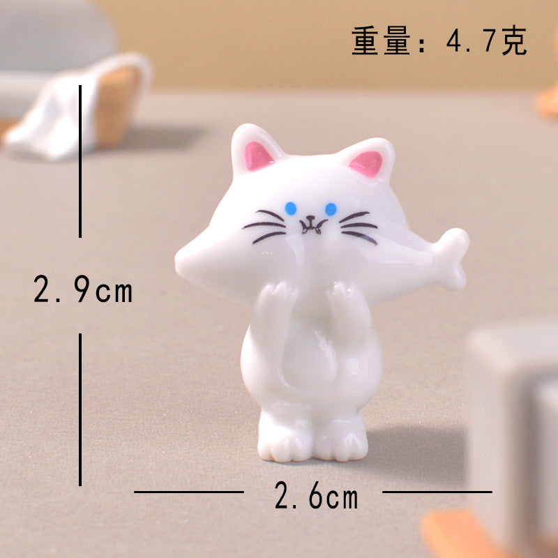 跨境卡通可爱偷吃小猫微景观桌面装饰小摆件 呆萌小猫DIY小配件
