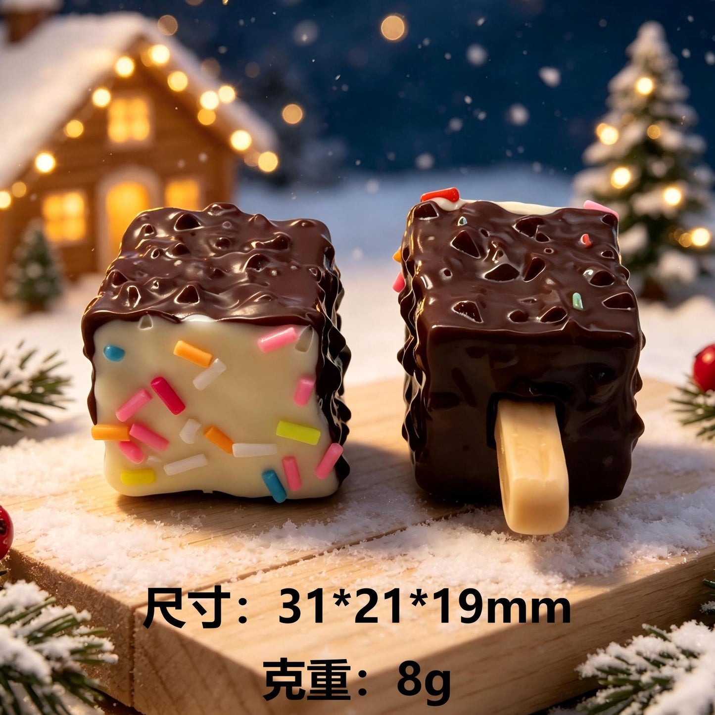仿真巧克力糖针雪糕树脂卡通微缩食玩布景摆件DIY钥匙扣挂件饰品