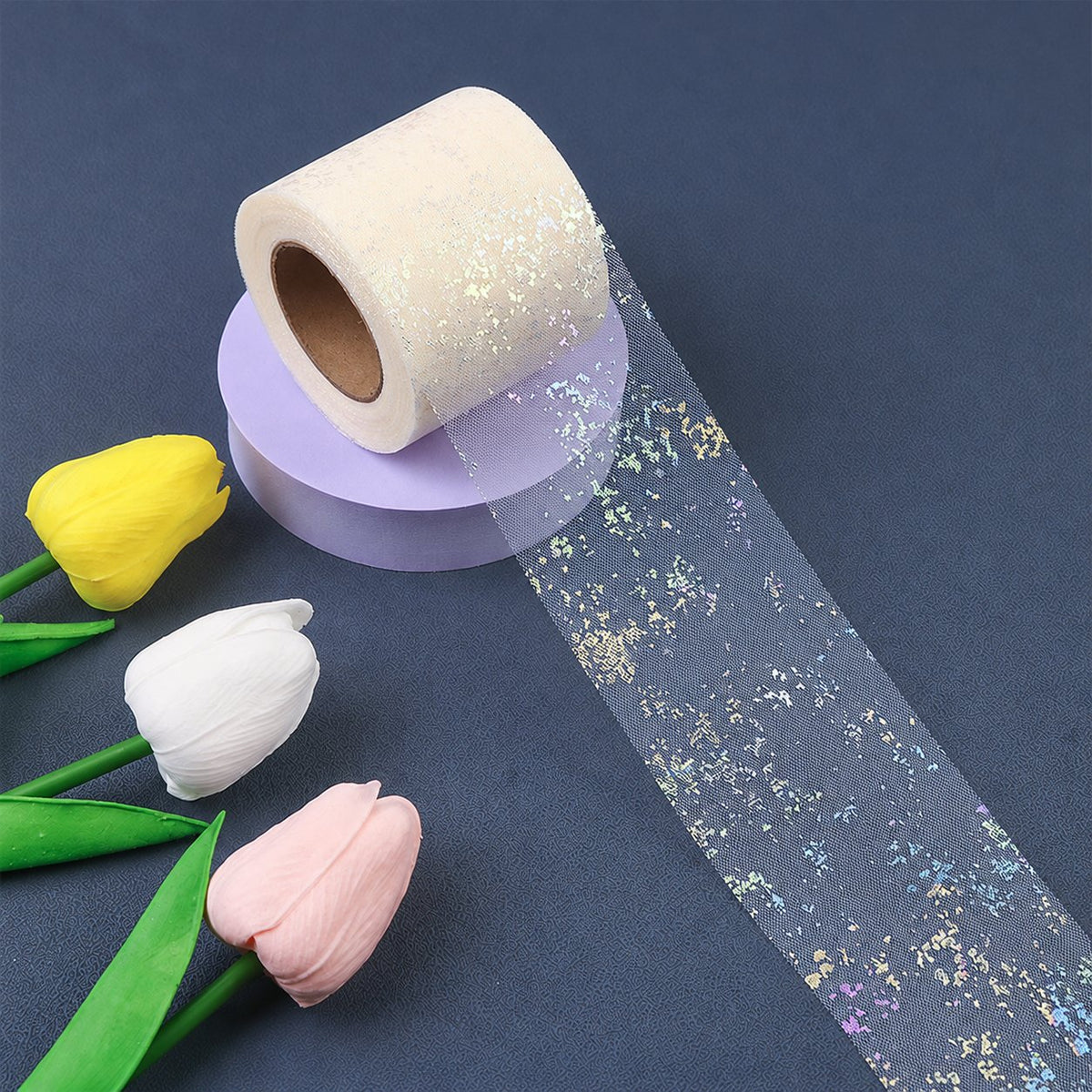 现货闪光幻彩地图薄纱丝带卷DIY手工发夹蝴蝶结服装花边材料装饰