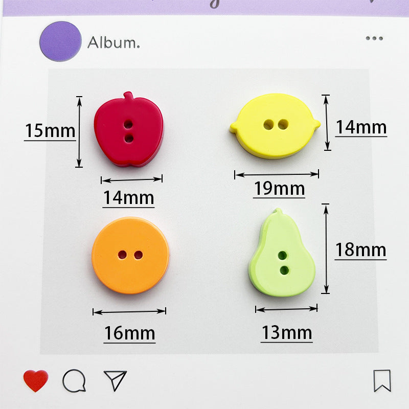 红色苹果黄色柠檬绿色梨子桔色橘子可爱水果两眼纽扣手作DIY扣子
