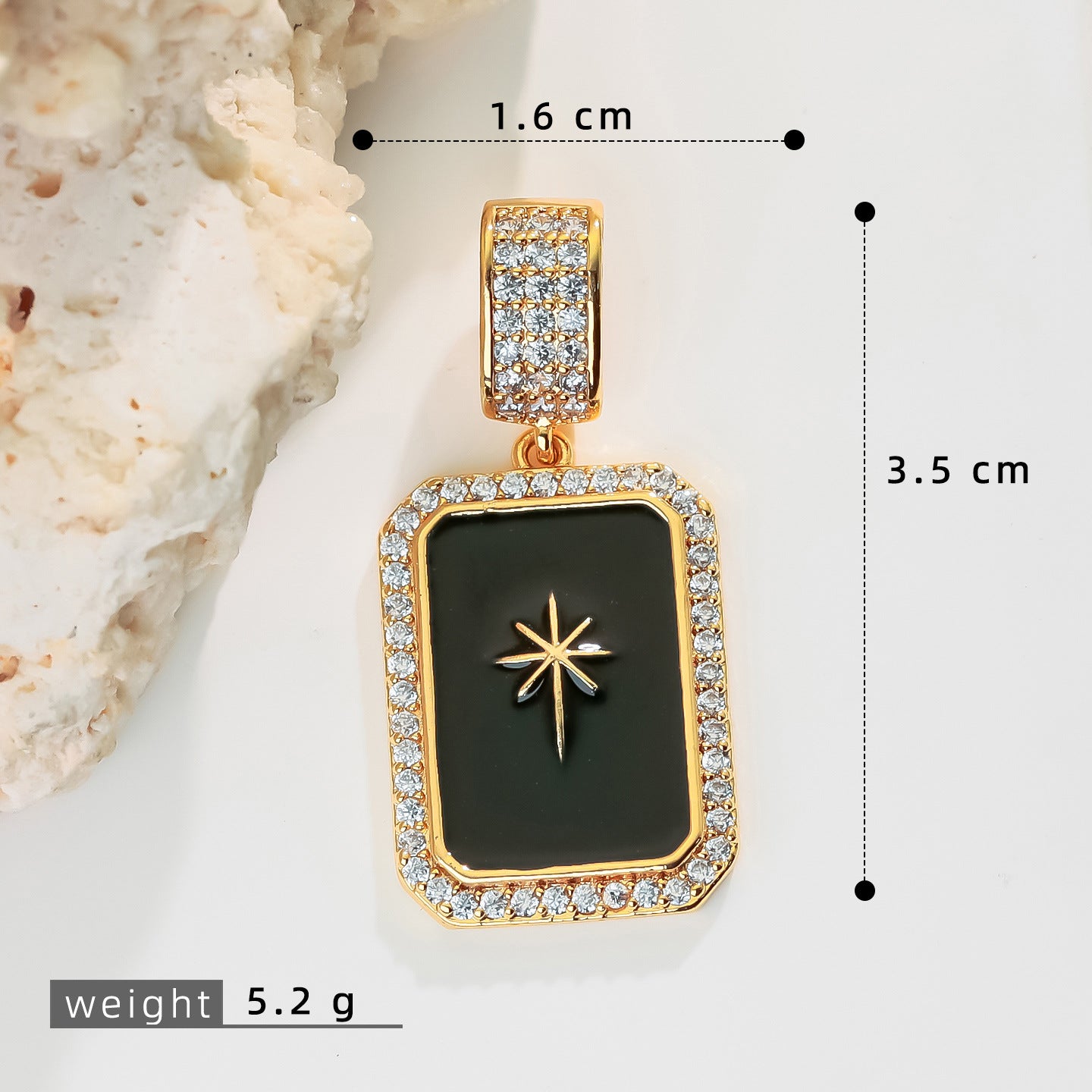欧美跨境八芒星盾牌项链吊坠女个性百搭耳环挂件黑色滴油饰品配件
