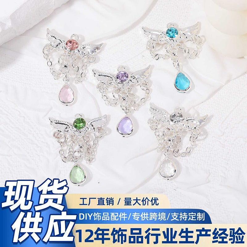 天使之翼翅膀水晶流苏吊坠手工diy 手链项链耳饰挂件饰品配件批发