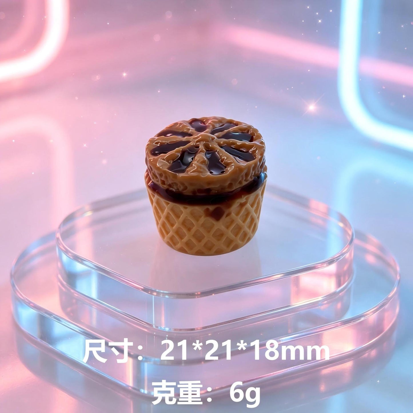 清凉一夏华夫饼杯冰淇淋仿真树脂微缩食玩摆件DIY钥匙扣挂件饰品