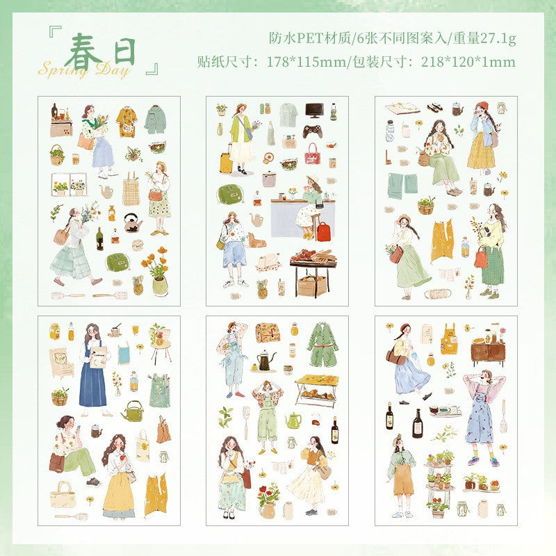 悦真情书漫卷手账贴纸手帐素材 跨境pet贴纸防水贴纸diy手帐贴纸