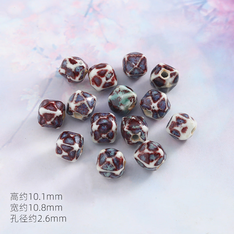 景德镇窑变陶瓷珠diy饰品配件贵妃醉瓷珠手串配件陶瓷珠子散批