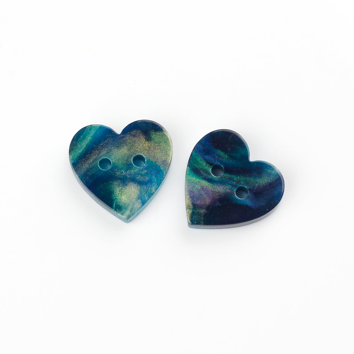 Bunli - DIY 10 Pack Blue-Green Mixed-Shape Button