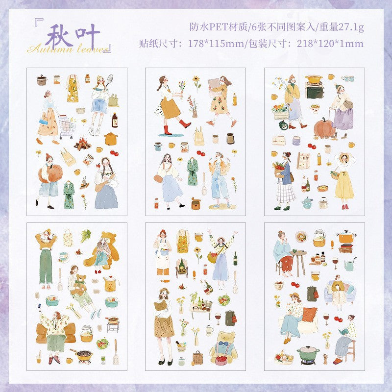 悦真情书漫卷手账贴纸手帐素材 跨境pet贴纸防水贴纸diy手帐贴纸