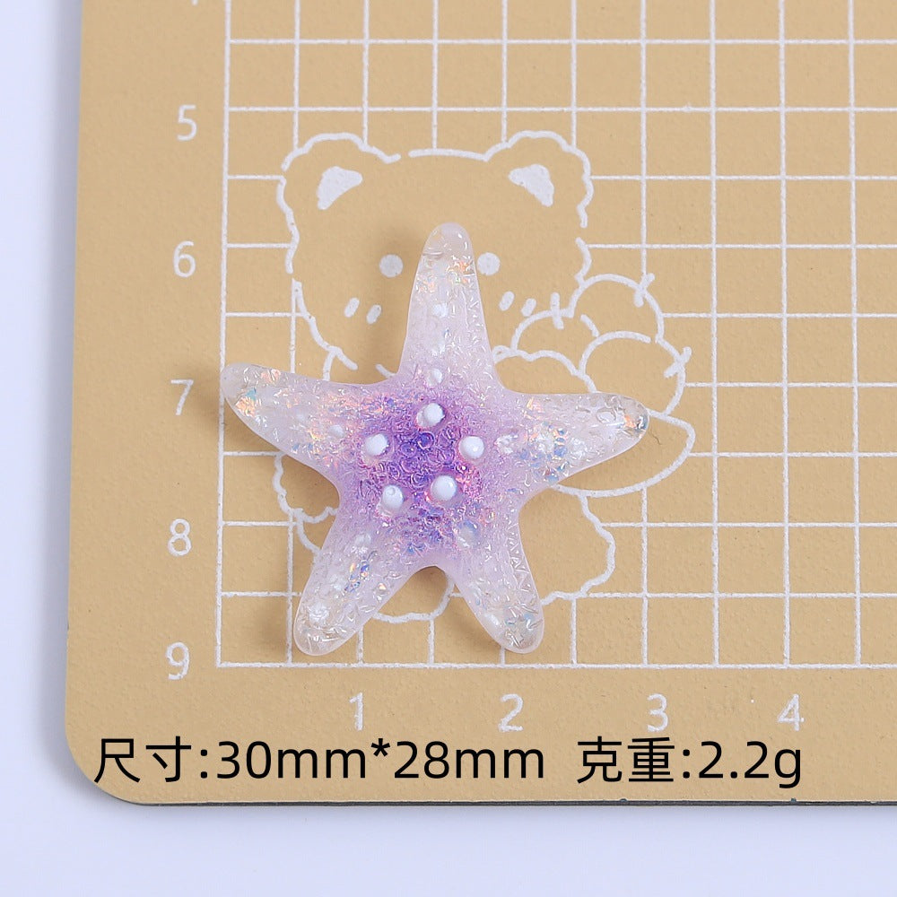 创意彩色冰透海星手工diy自制饰品配件奶油胶树脂小配件材料批发