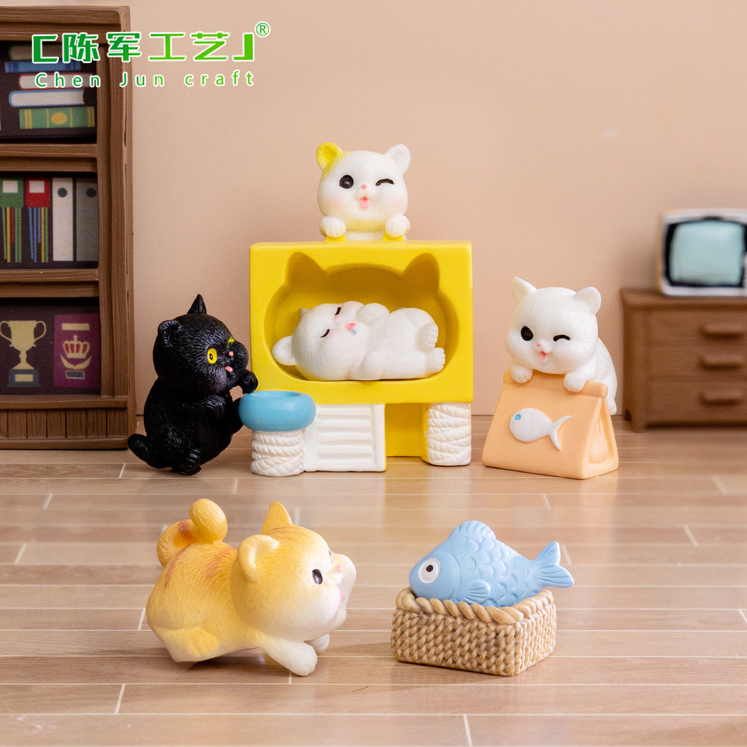 微景观创意可爱趴趴小猫咪公仔 园艺娃屋DIY装饰品配件桌面小摆件