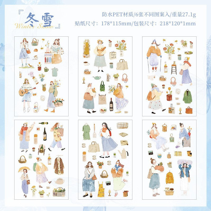 悦真情书漫卷手账贴纸手帐素材 跨境pet贴纸防水贴纸diy手帐贴纸