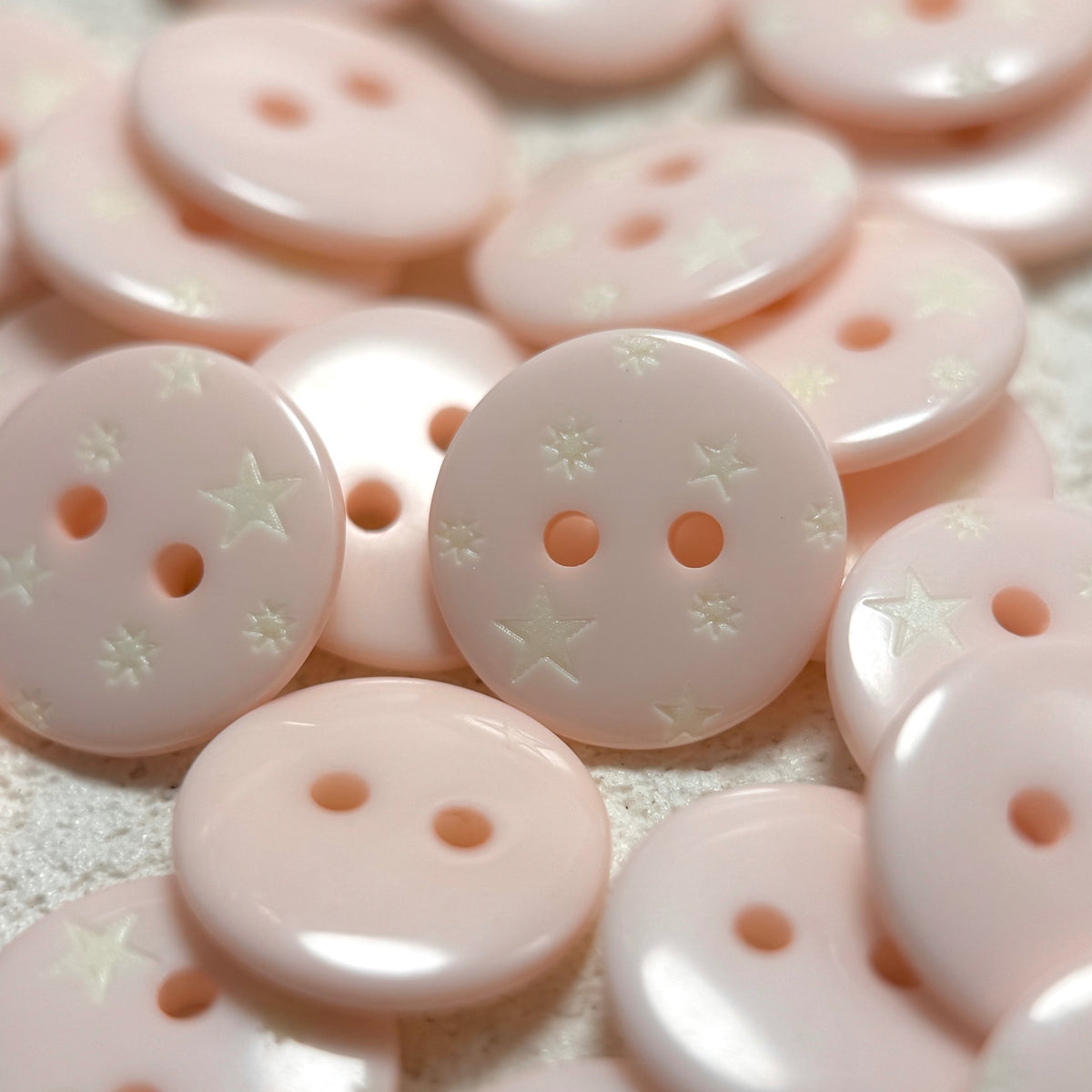 Bunli - DIY 10 Pack Pale-Pink Star-Motif Round Button