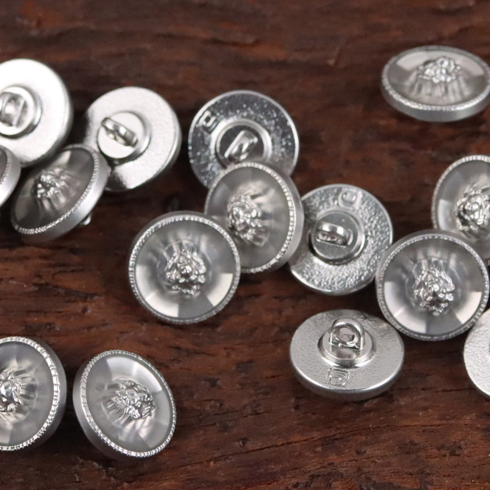 Bunli - DIY 10 Pack Lion-Head Silver-Tone Rim Button