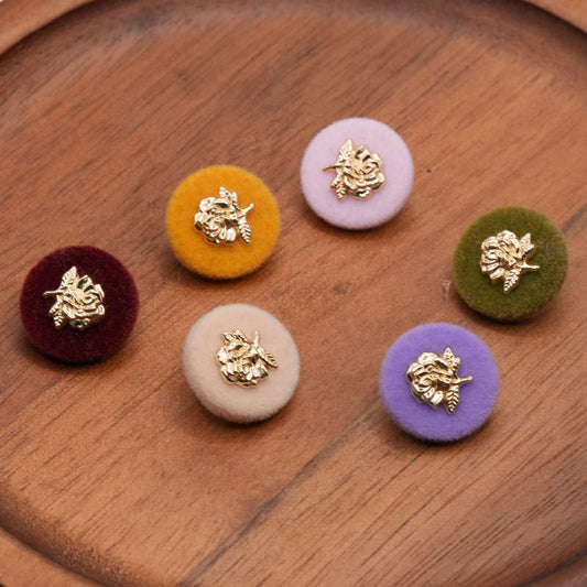 Bunli - DIY 10 Pack Round Rose-Detail Buttons