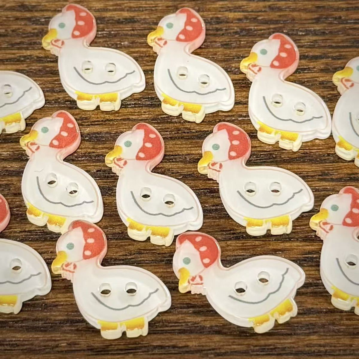 Bunli - DIY 10 Pack Red Hat Goose Button