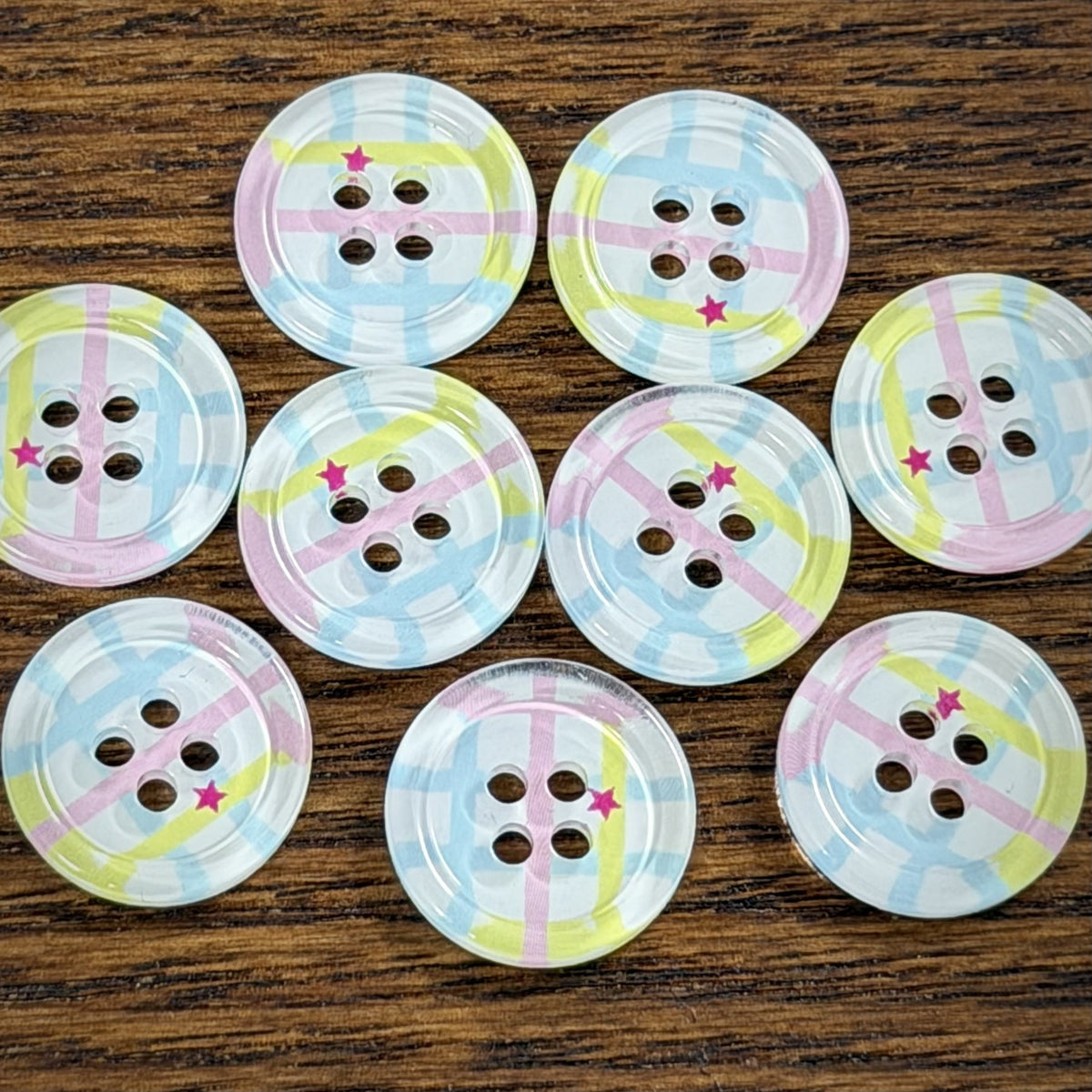 Bunli - DIY 10 Pack Plaid and Stripe Four-Hole Button