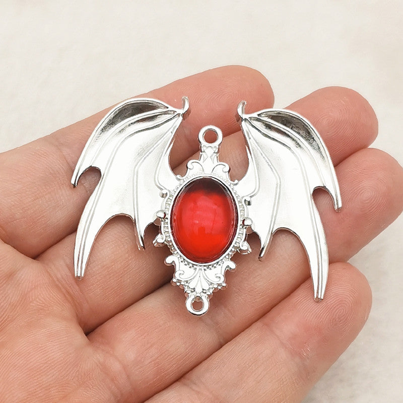 Elvane - Gothic Bat Wing Oval Accent Pendant Only