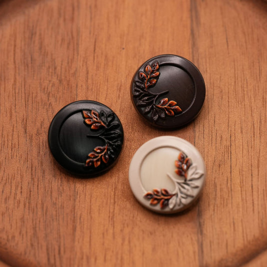 Bunli - DIY 10 Pack Leaf-Spray Round-Inset Buttons
