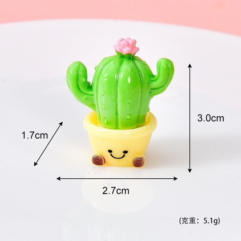新品树脂仿真多肉仙人掌摆件 可爱笑脸迷你盆栽娃娃屋diy树脂摆件
