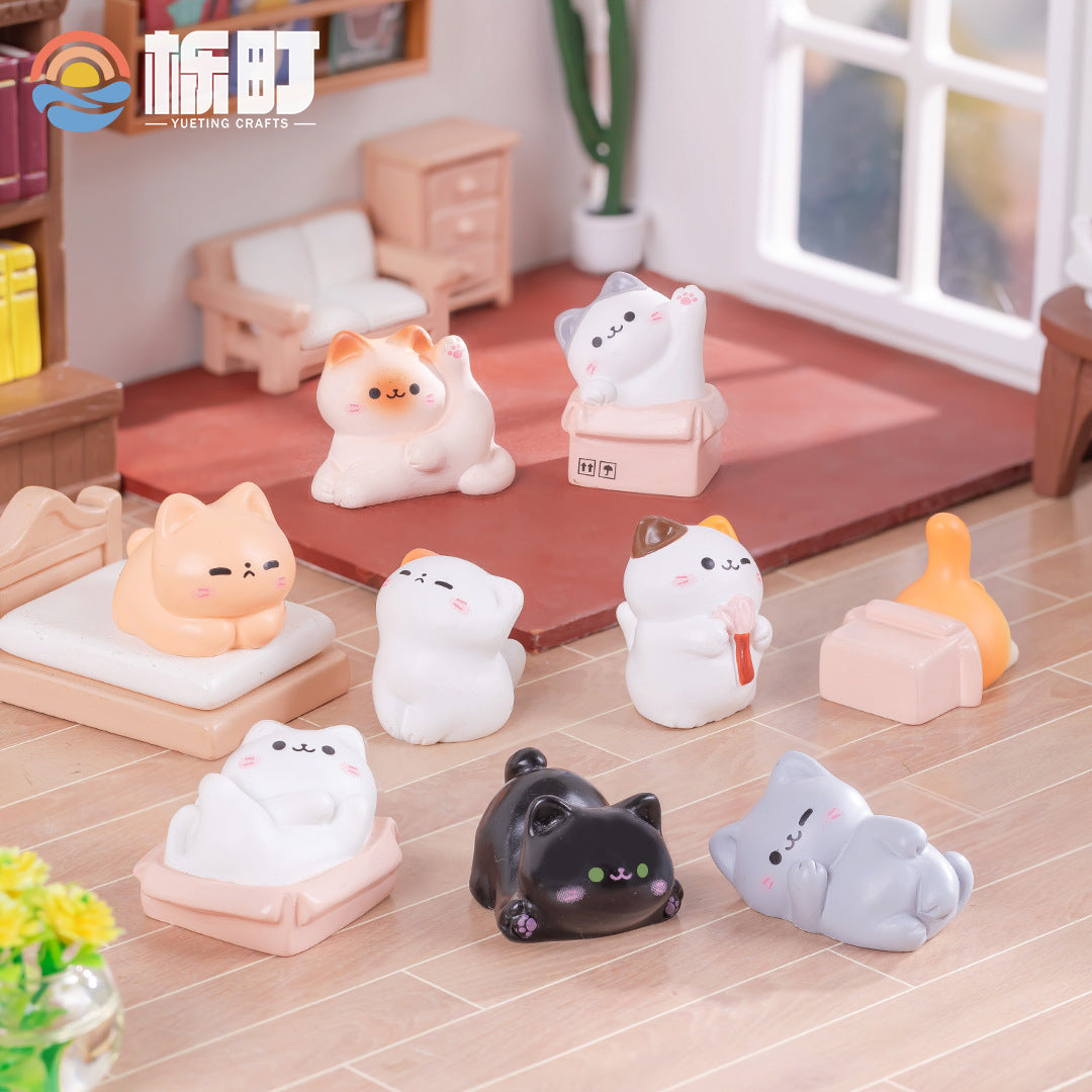 卡通萌喵伙伴微景观小猫 diy娃娃屋造景装饰品车载摆件桌面小摆件