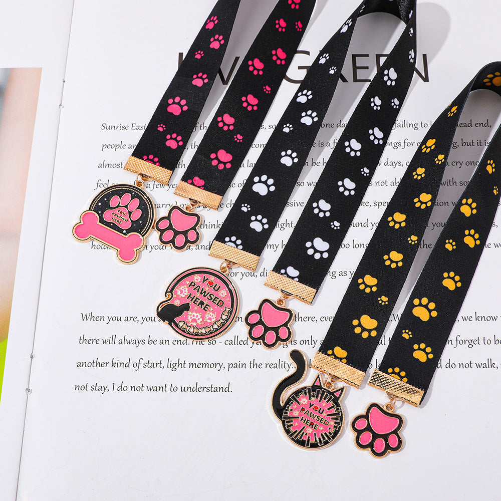 Novellea - Paw-Print Pet-Charm Ribbon Bookmark