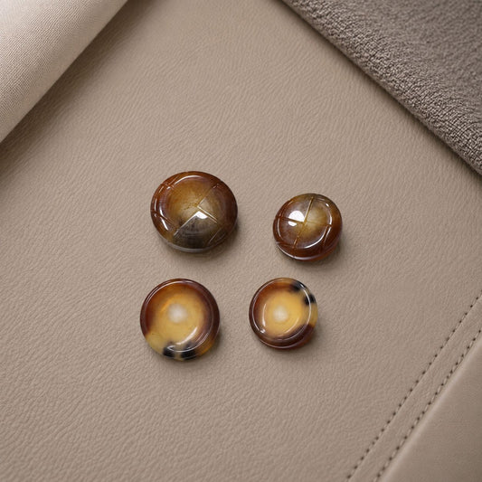 Bunli - DIY 10 Pack Brown-Mottled Round Buttons