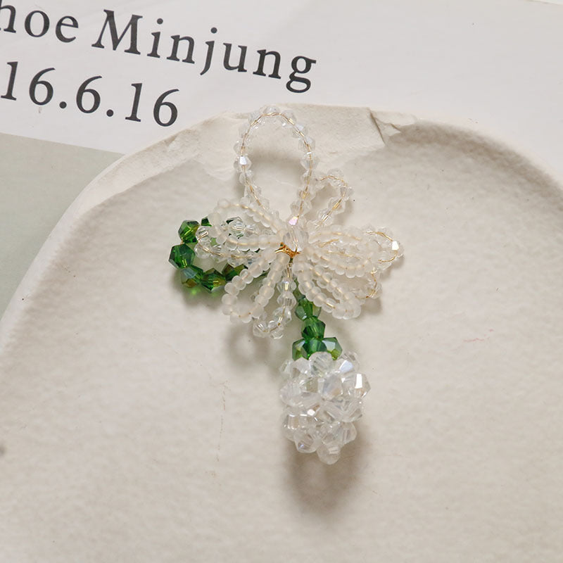 夏季新品清新甜美彩色花朵绿色果实蝴蝶结长款DIY饰品耳环女配件