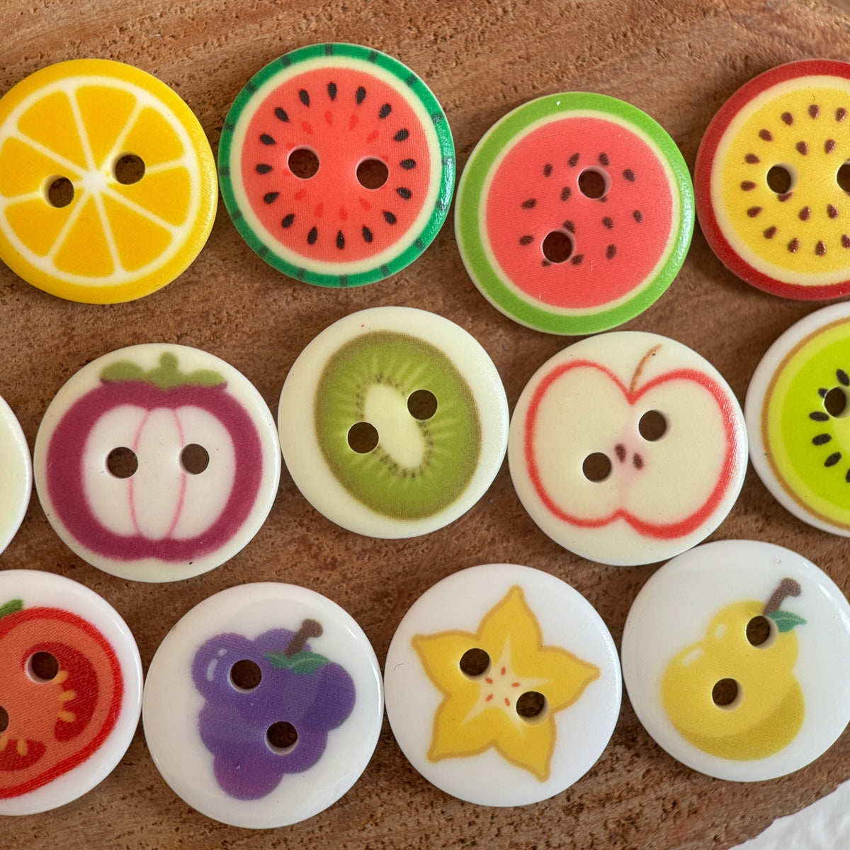 Bunli - DIY 10 Pack Colorful Fruit-Print Round Button