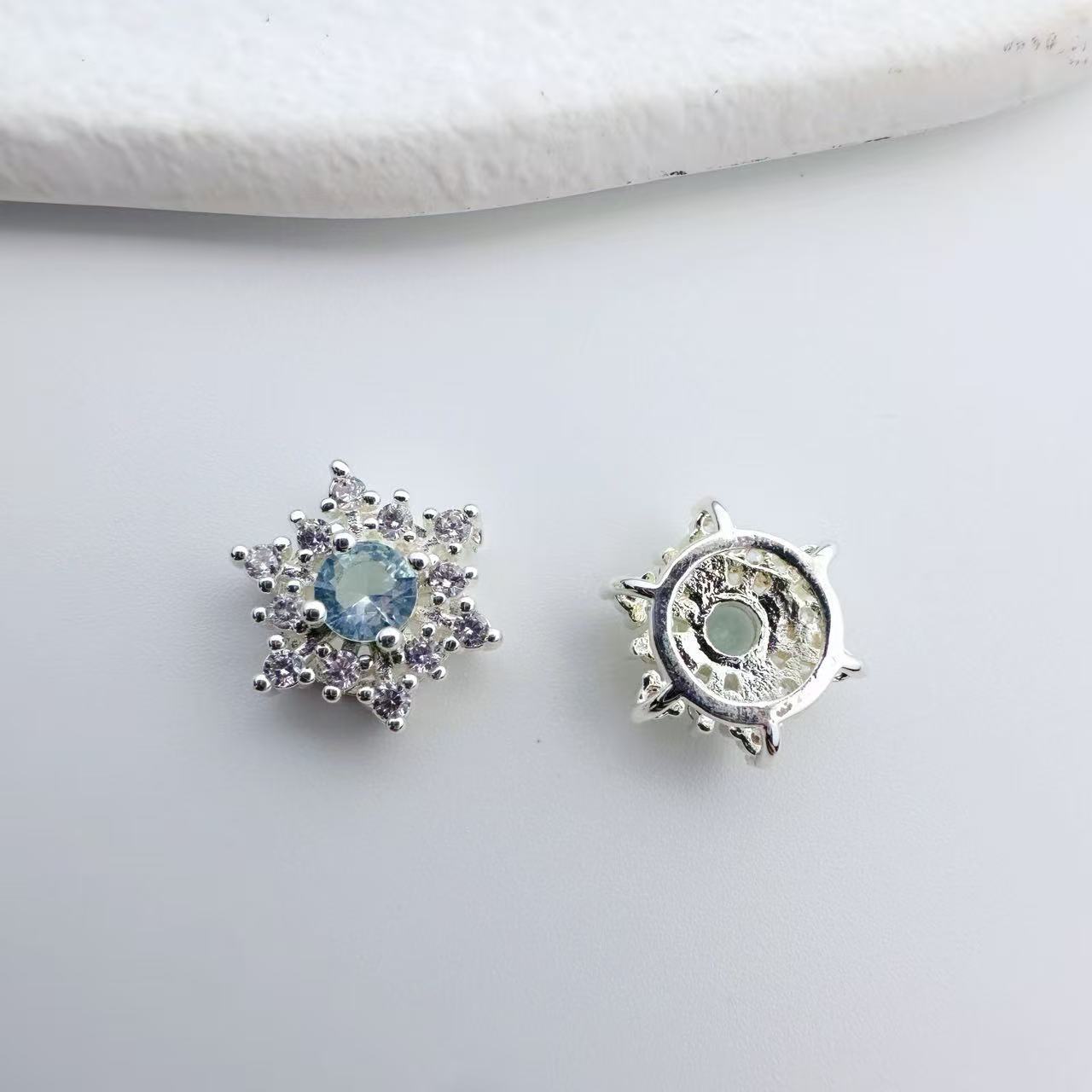铜镀金微镶锆石雪花星星多通隔珠项链diy饰品配件水晶串珠材