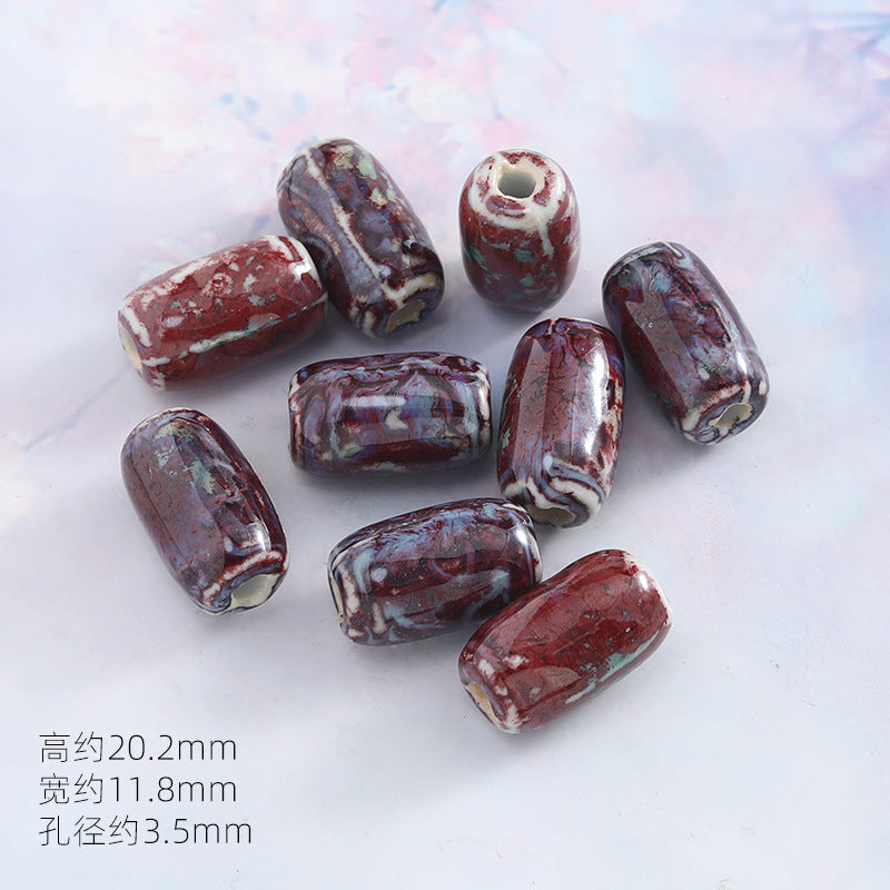景德镇窑变陶瓷珠diy饰品配件贵妃醉瓷珠手串配件陶瓷珠子散批