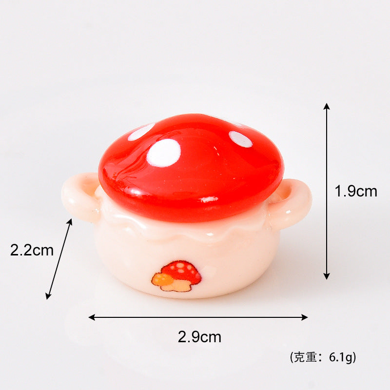 新品卡通红蘑菇全套厨具微缩配件 迷你娃娃屋diy童话小屋树脂摆件