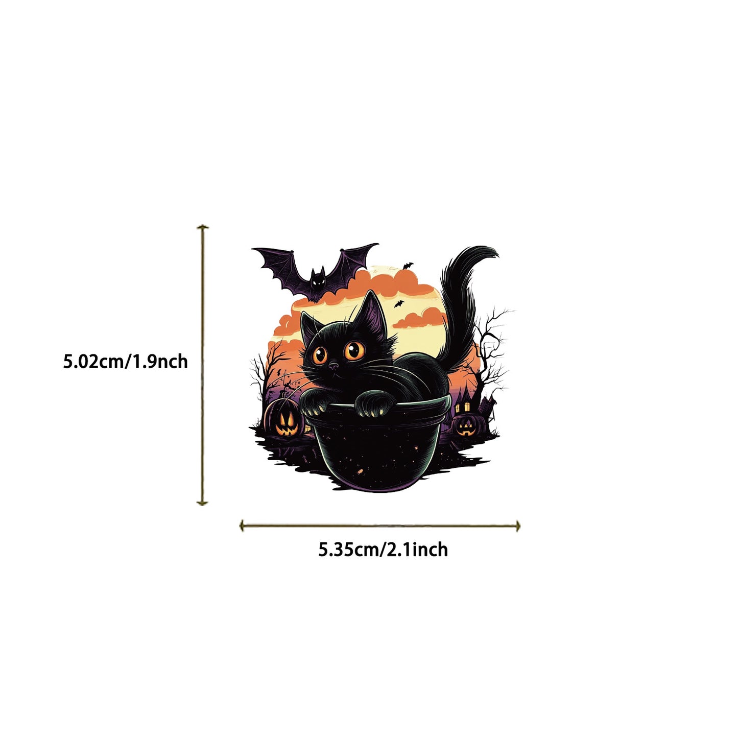 50张万圣节黑猫贴纸透明PET派对装饰贴画diy手机壳冰箱拉杆箱防水