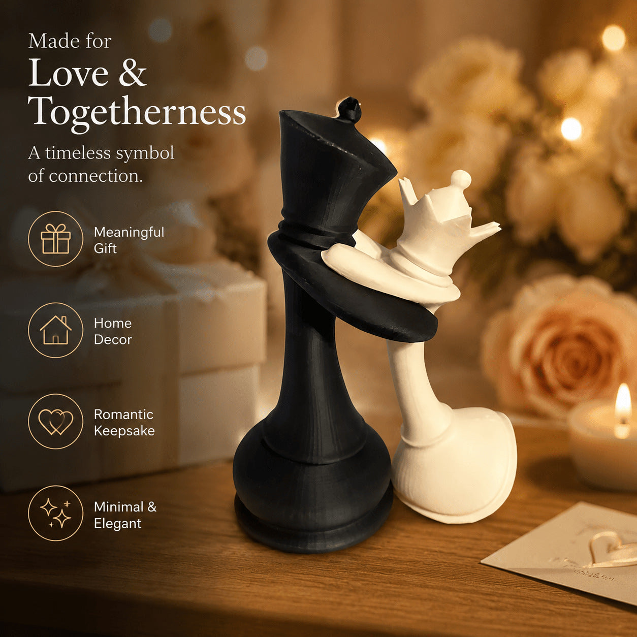 跨境3d打印国王国后象棋情侣雕像周年纪念订婚新婚礼物桌面摆件