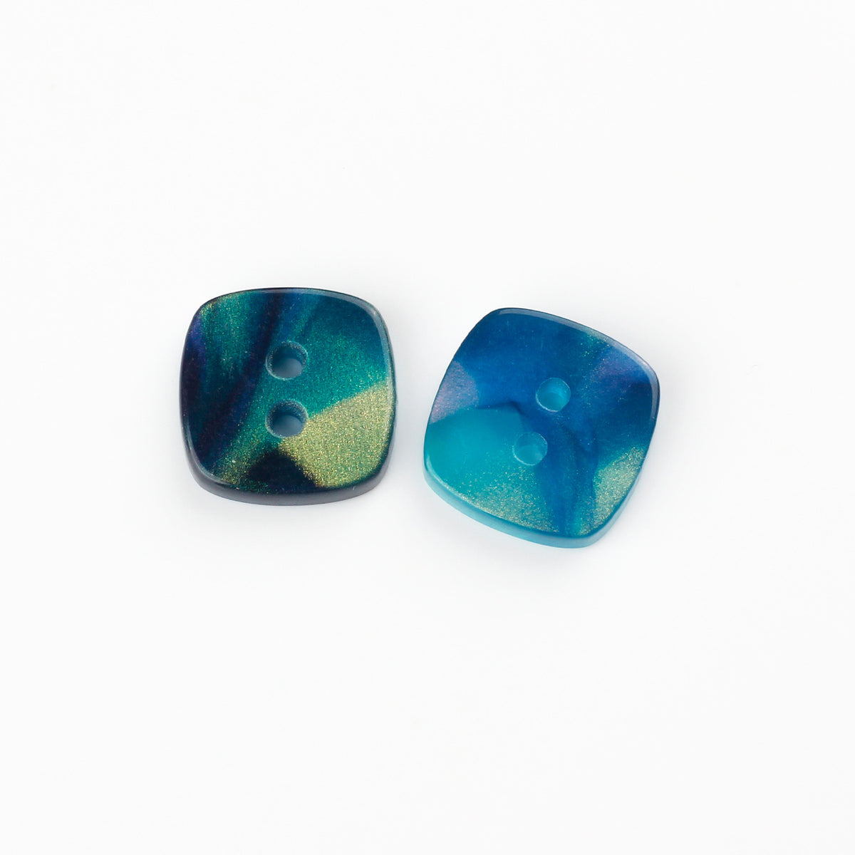 Bunli - DIY 10 Pack Blue-Green Mixed-Shape Button